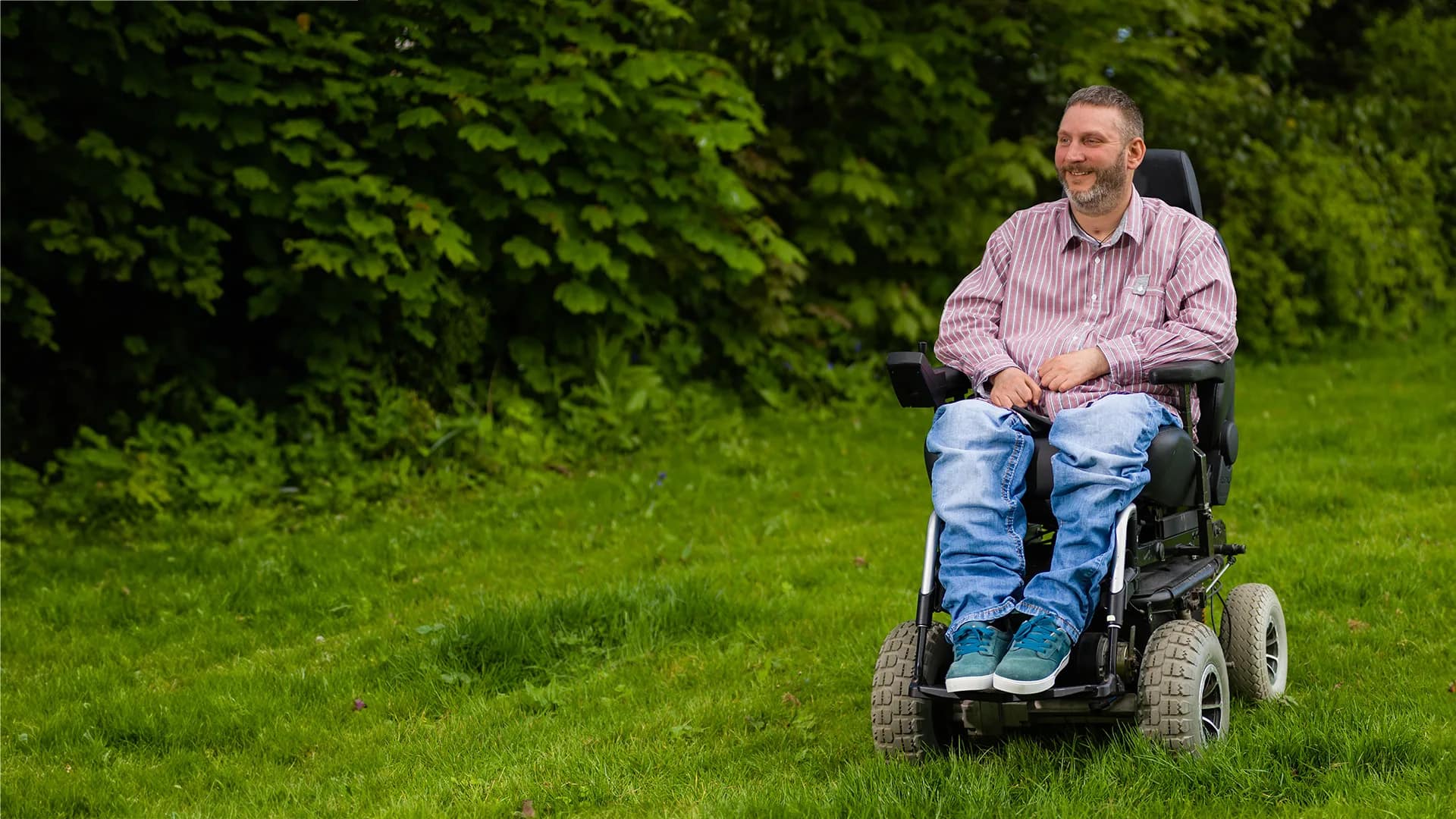 Steven Webb paralysed at the age of 18 in a field in an electric wheelchair