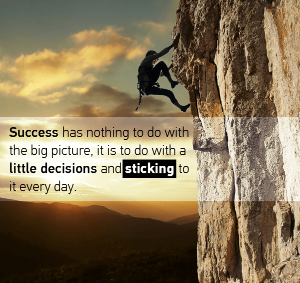 Success has nothing to do with the big picture it is to do with a little decisions and sticking to it every day